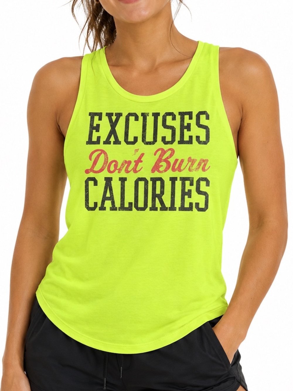 Chin Up Apparel Neon yellow Graphic Tank Top - Motivational Workout Tee
